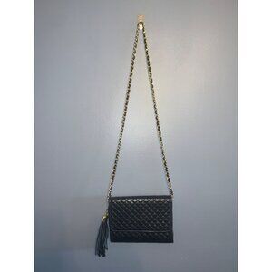Vintage Navy Blue Ganson Pleated With Gold Chain Crossbody W‎ Credit Card Holder